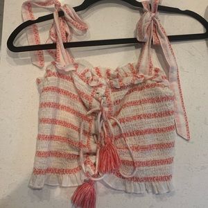 Free People XS Cropped Tie Tank Top